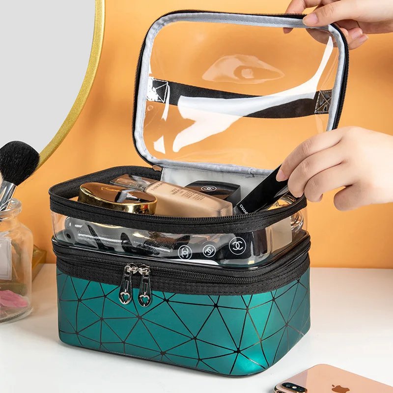 Double Layers Transparent Fashion Cosmetics Bag