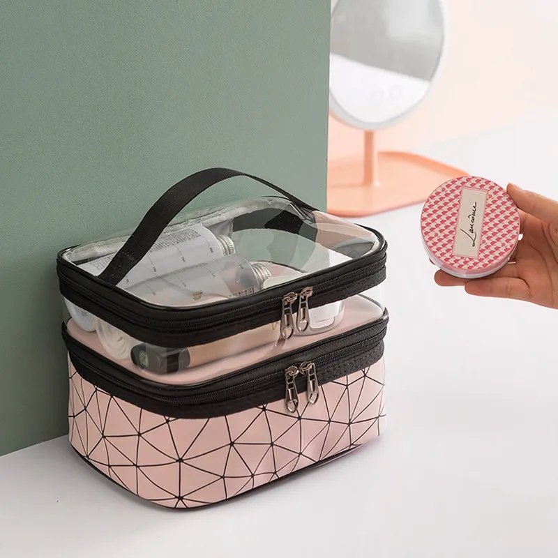 Double Layers Transparent Fashion Cosmetics Bag
