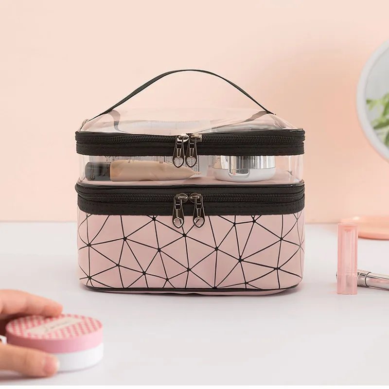 Double Layers Transparent Fashion Cosmetics Bag