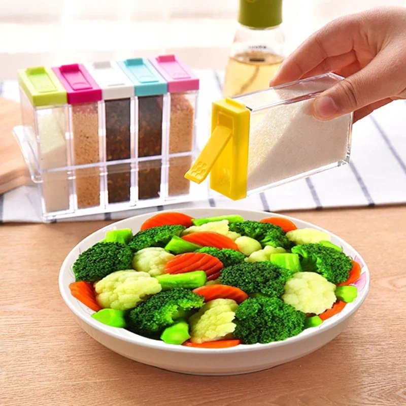 6 Pcs Set Seasoning Spice Box With Tray