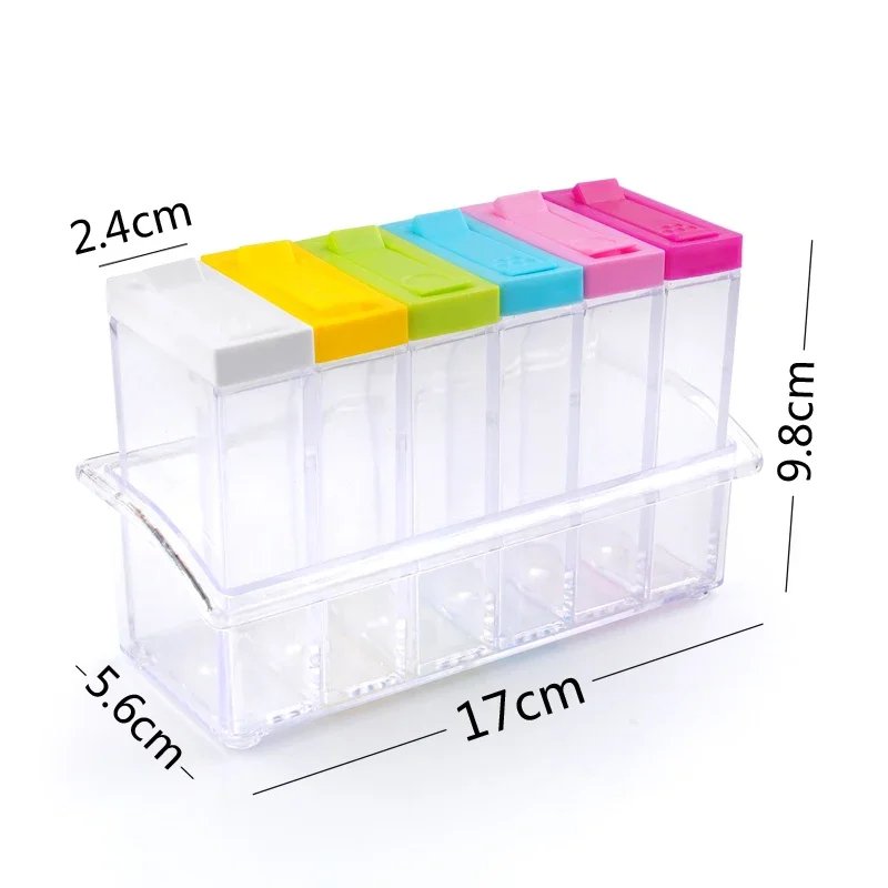 6 Pcs Set Seasoning Spice Box With Tray