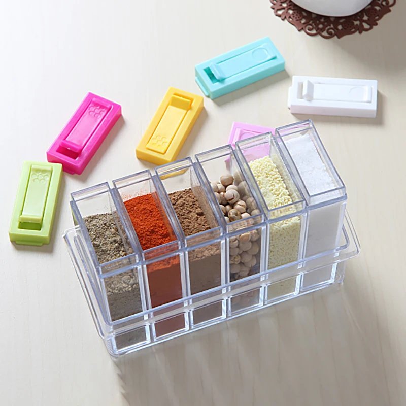 6 Pcs Set Seasoning Spice Box With Tray