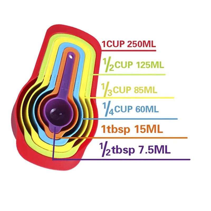 6 Pcs Color Measuring Cup Set