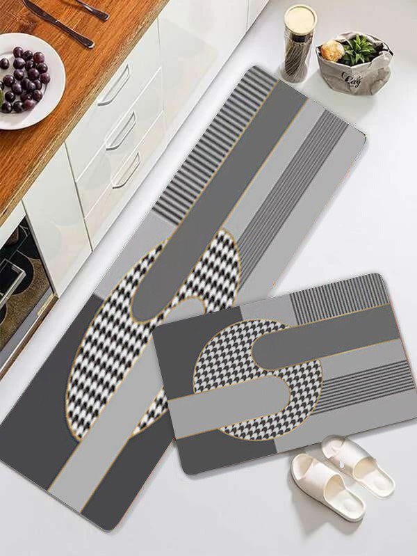 2 Pcs Set Nordic Style Kitchen Mat