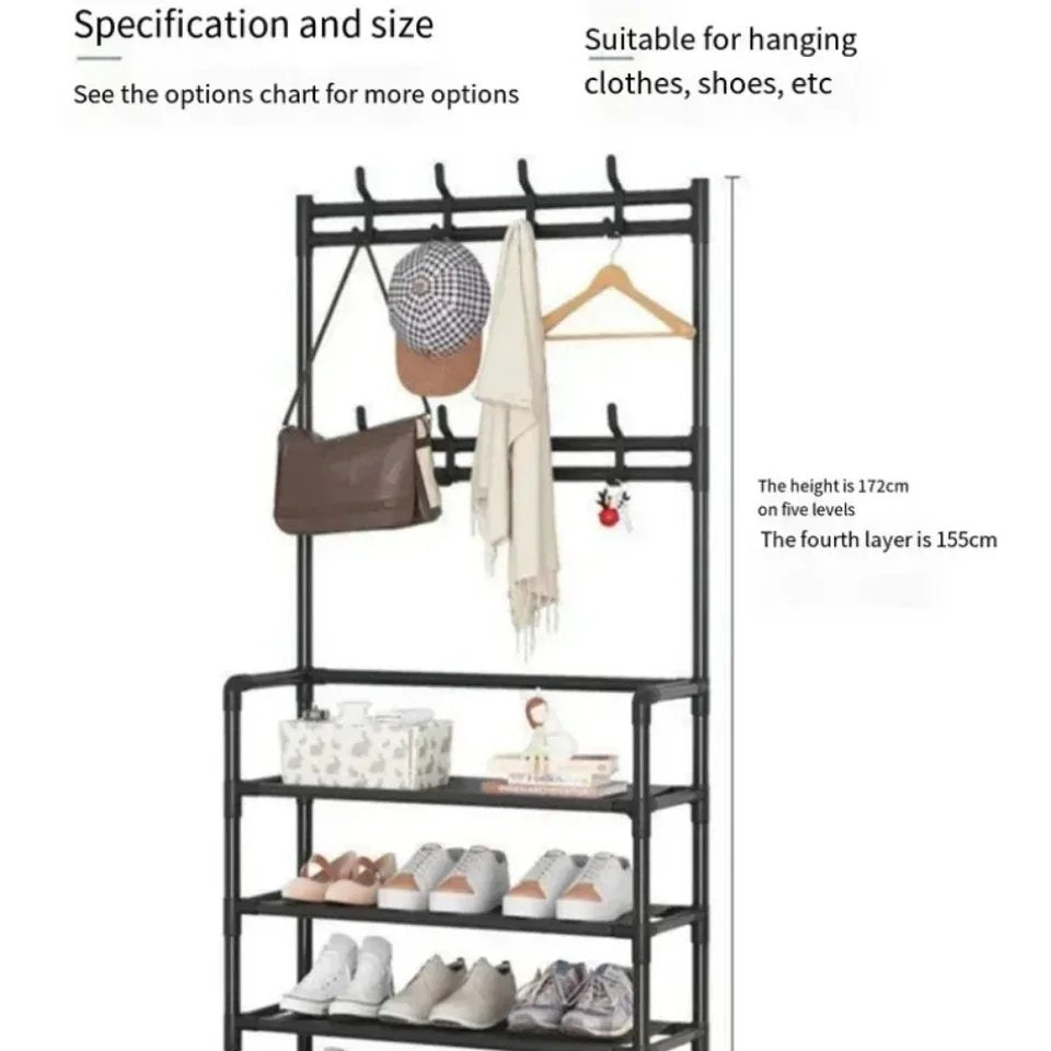 Multi Layers Shoe Rack Coat Hanging Organizer