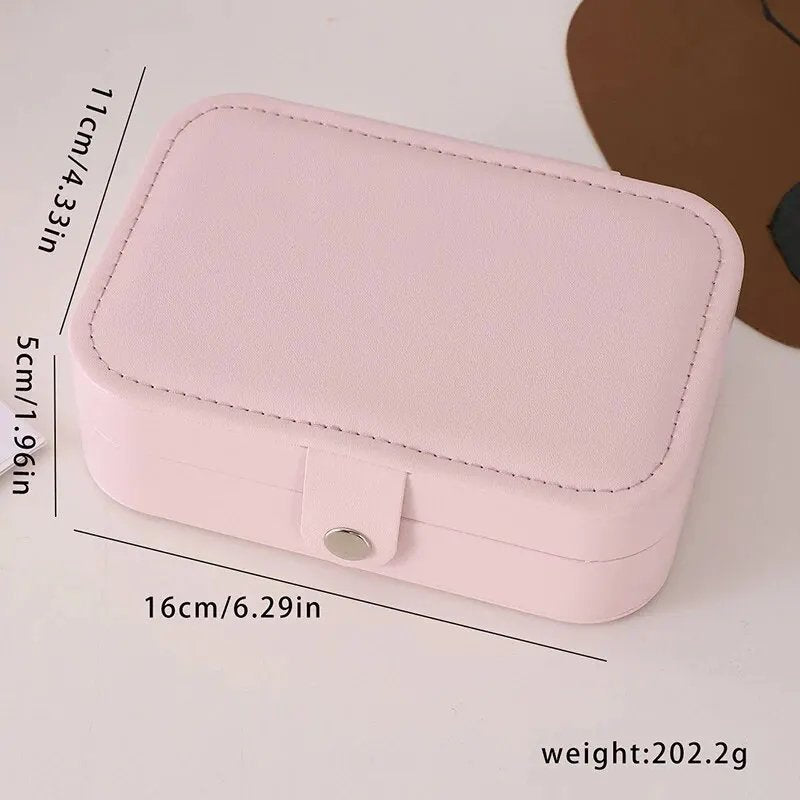 Double Layers PU Leather Portable Jewelry Organizer