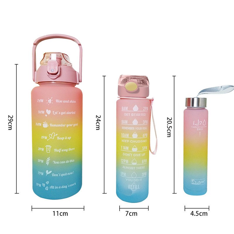 3 Pcs Set Motivational Sport Bottle
