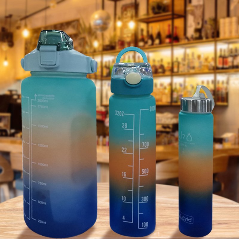 3 Pcs Set Motivational Sport Bottle