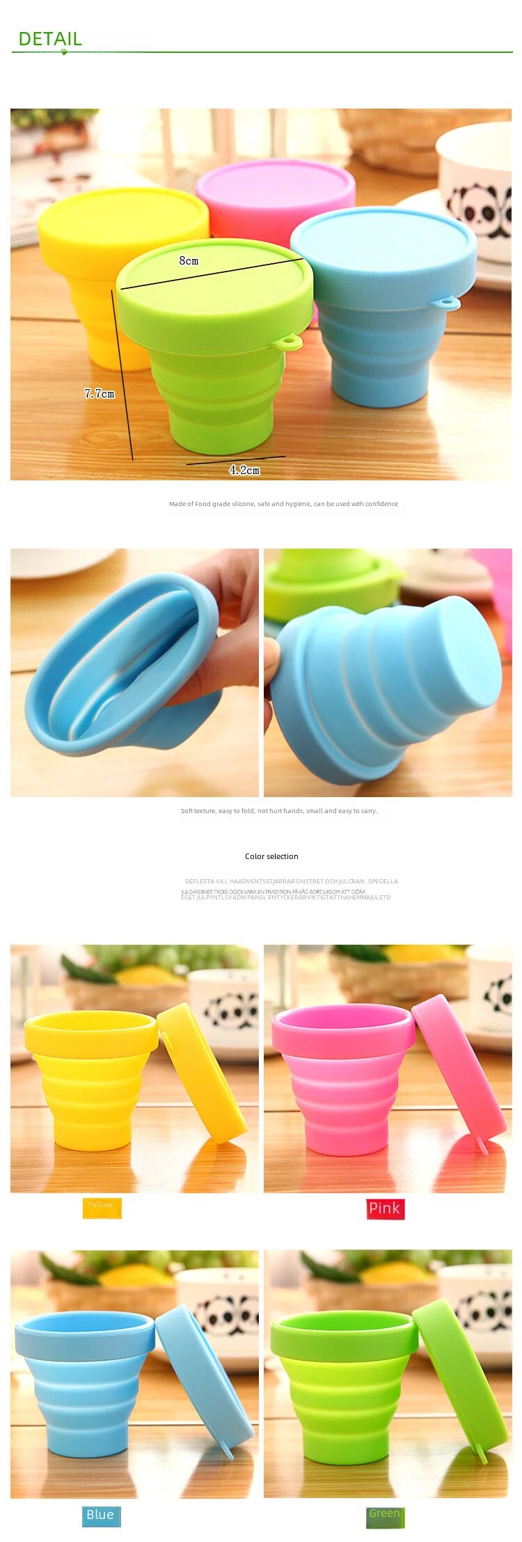 Portable Silicone Folding Cup With Lid