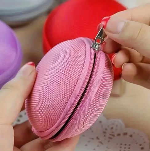 1Pc Portable Mini Zipper Earphone Case, Bluetooth Headset Earbud Storage Box Bag