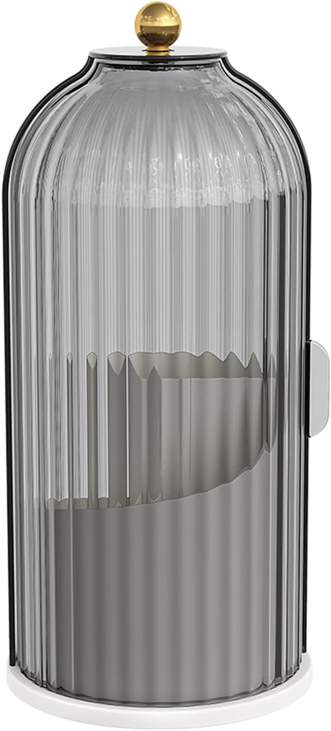 Makeup Brush Holder Organizer With Lid, 360° Rotating Makeup Brushes Organizer For Vanity Desktop Bathroom Countertop (Gray)