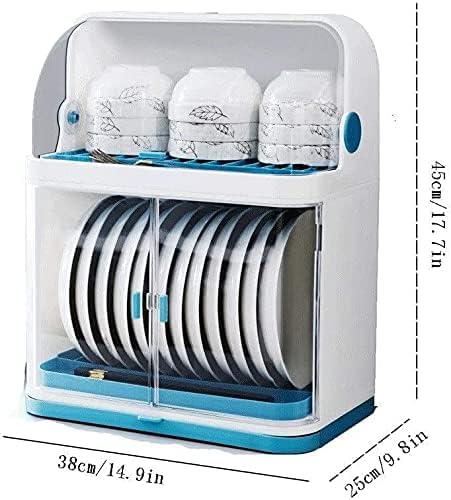 Kitchen Dish Drainer Plastic With Lid Drainer Rack Drip Tray Cutlery Holder - Covered Dish Rack 2 Layer Dust-Safe