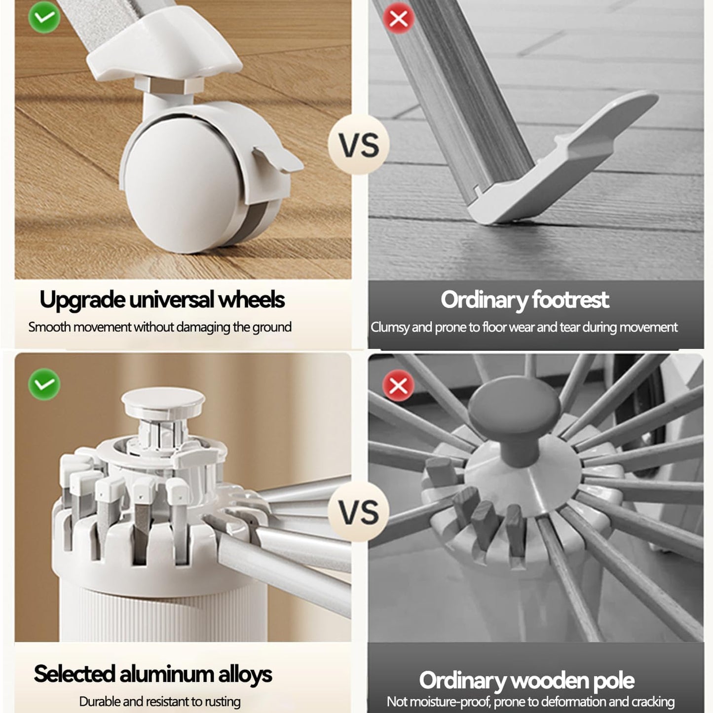 Aluminum Tripod Clothes Drying Rack for Laundry, Clothes Drying Rack with 360° Rotating Wheel