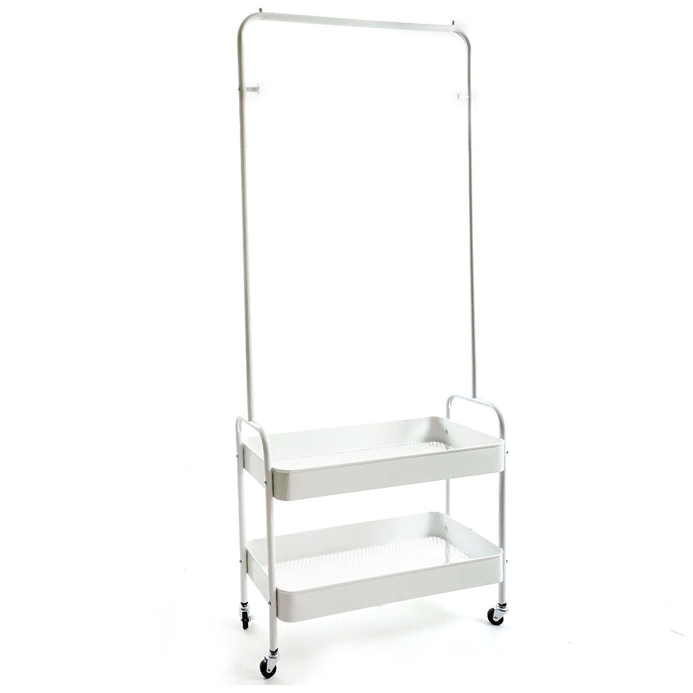 Freestanding Garment Rack With 2-Tier Shelves,160 CM