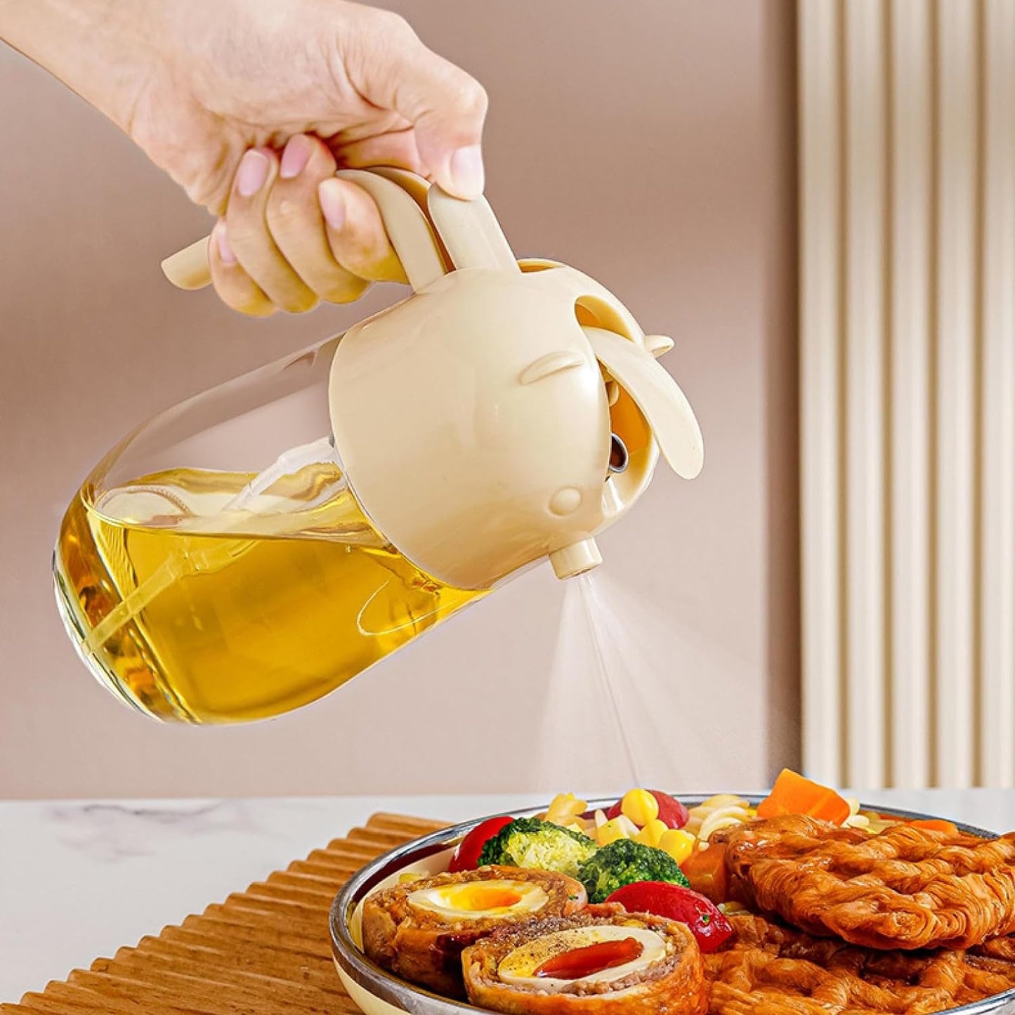 580ml Glass Oil Bottle Kitchen Cooking Oil Sprayer, Oil Sprayer Container