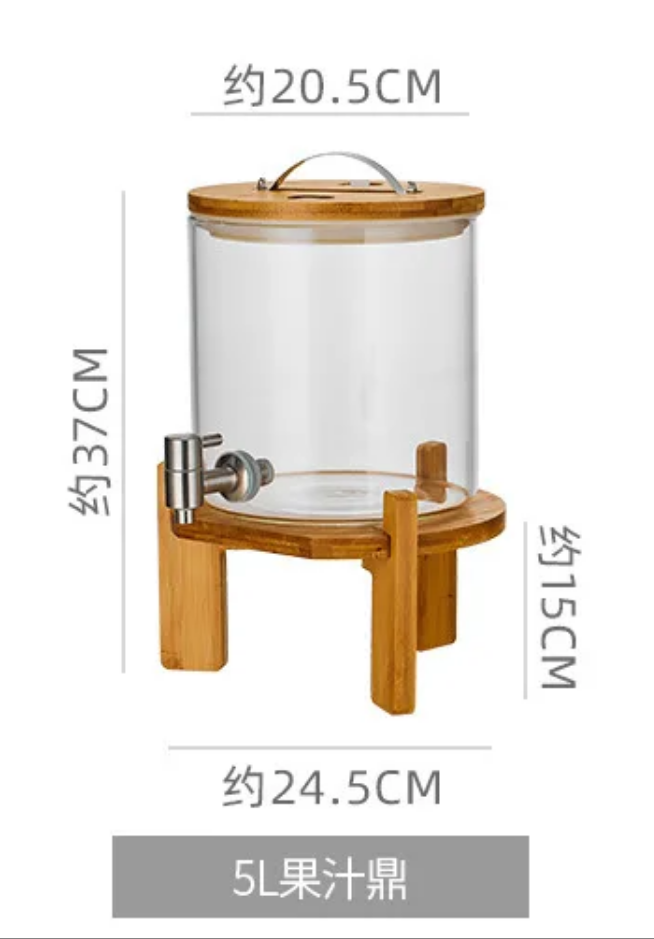 Glass Beverage Barrel Dispenser With Stainless Steel Faucet (Premium Quality)