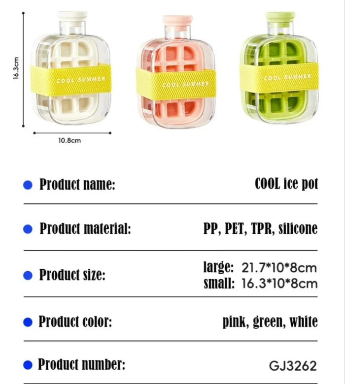 Portable 2 in 1 Silicone Ice Cube Mold Bottle 500ml