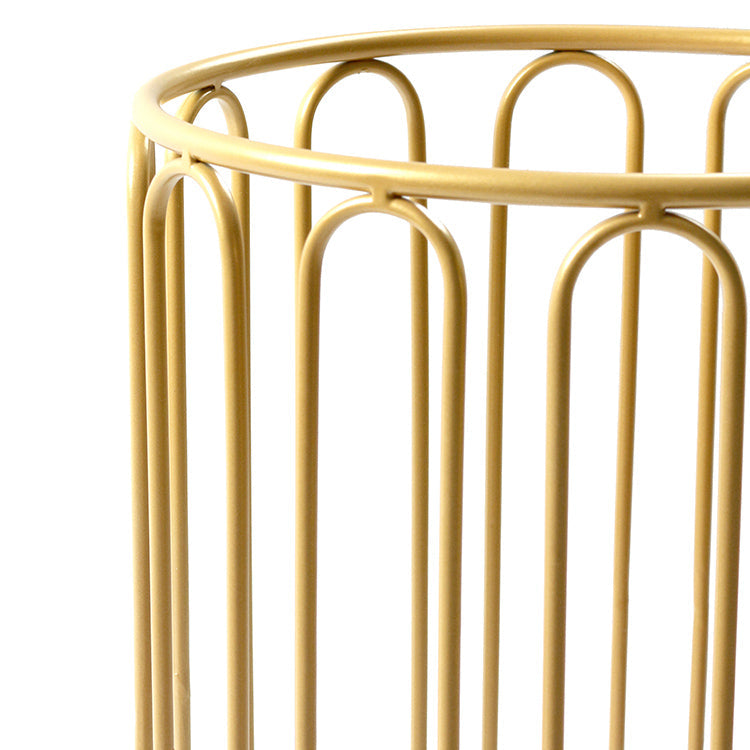 54cm Modern Round Metal Laundry Basket With Wheels, Gold