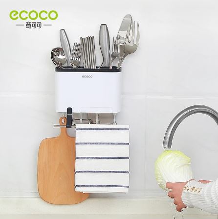 ECOCO Creative Wall-Mounted Multi-Purpose Storage Shelf Rack Mop Knife Holder For Kitchen Supplies