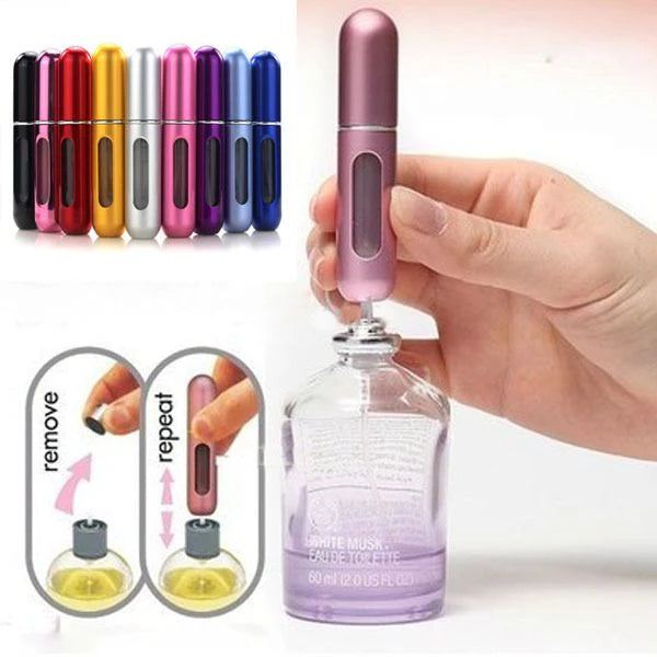 (Pack of 2) Perfume Refillable Atomiser Spray Bottles (5ml) Purse, Pocket Luggage