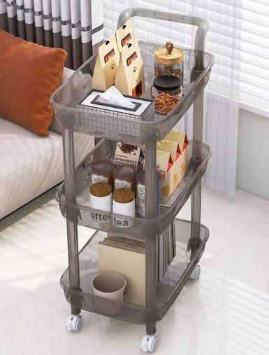 3 Layer Rolling Carts With Wheels For Groceries, Strong Load-Bearing With Low-Noise Multi-Functional Mobile Shelf