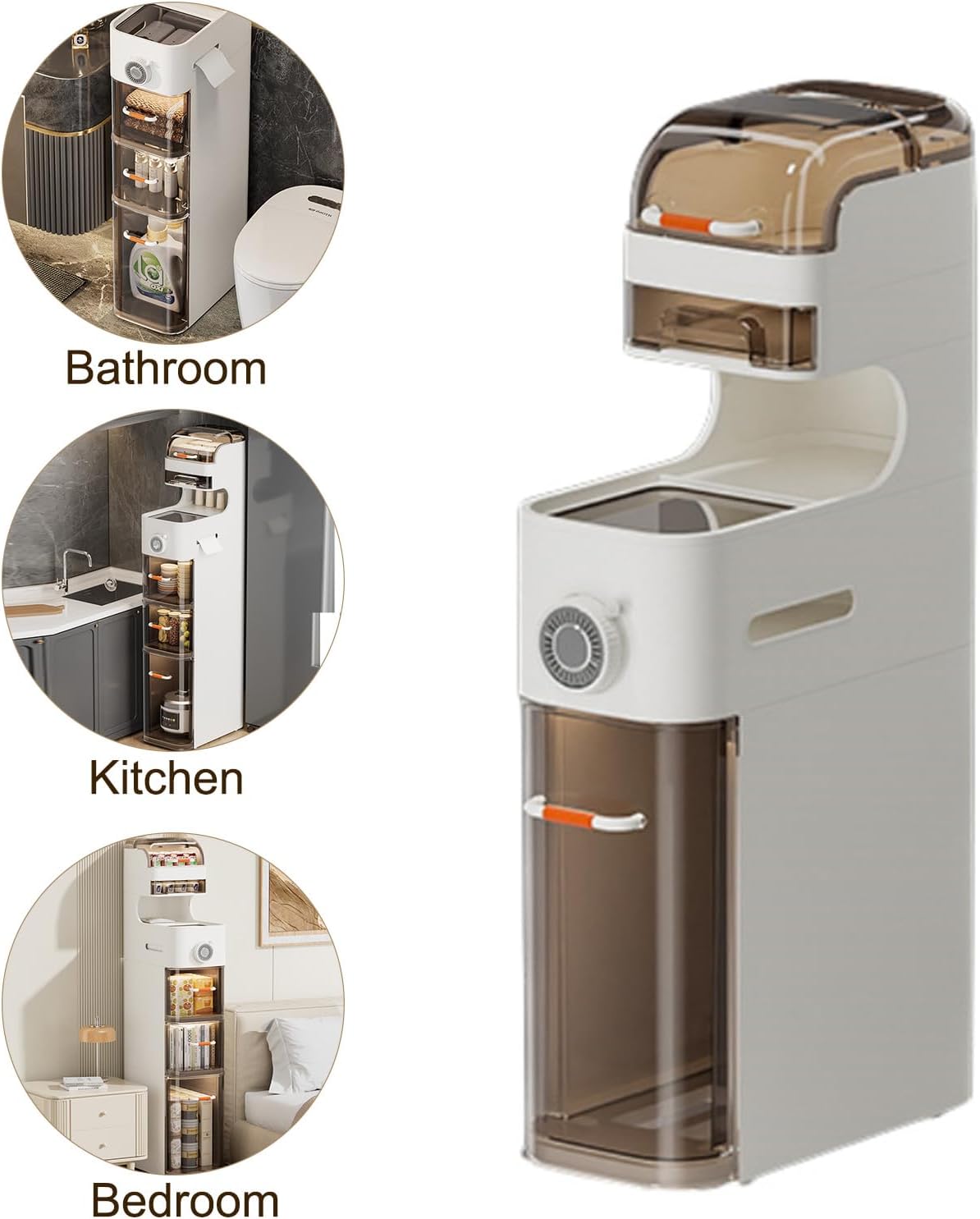 2,3,4 Layer Slim Organizer Cabinet Bathroom Standing Cabinet, Bathroom Floor Cabinet with Drawers