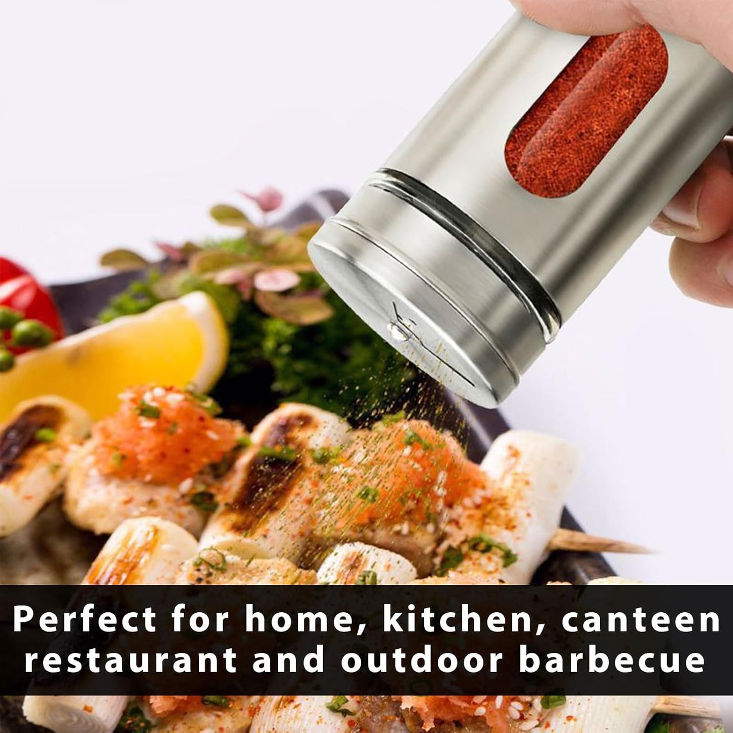1pc Stainless Steel Spice Jar with Rotate Cover