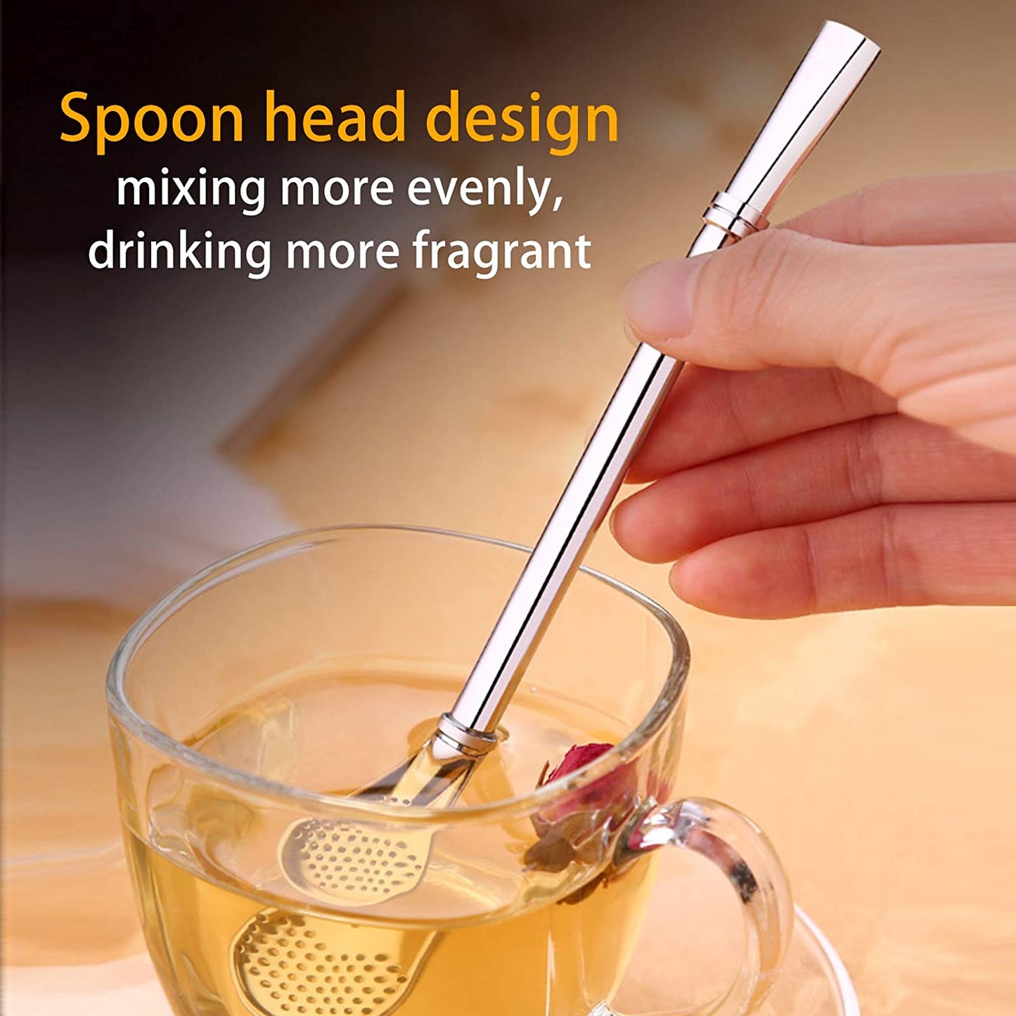 Stainless Steel Straw Filter Spoon, Metal Straw Stainless Steel Drinking Straw (Pack Of 4)