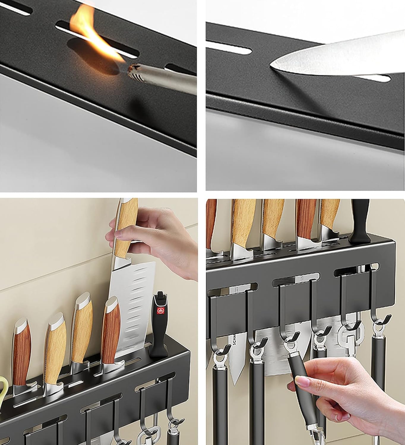 Multi-Purpose Stainless Steel Wall Mount Kitchen Shelf Knife, Spatula, Ladle Holder
