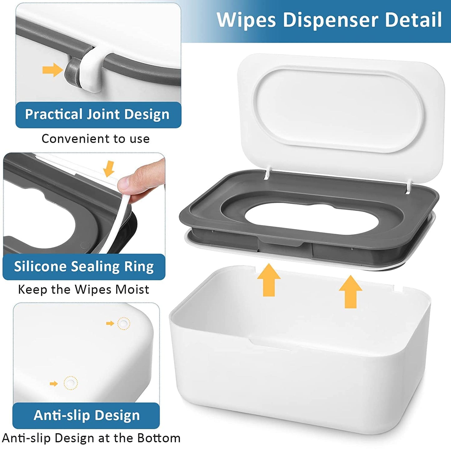 Wipes Dispenser Holder Tissue Storage Box Case With Lid, Wet Wipes Tissue Box