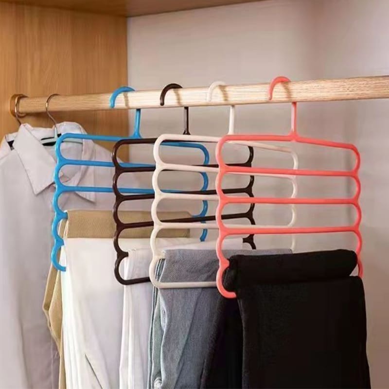 6 Pcs 5 Layers Pants Clothes Trousers Scarfs Hangers