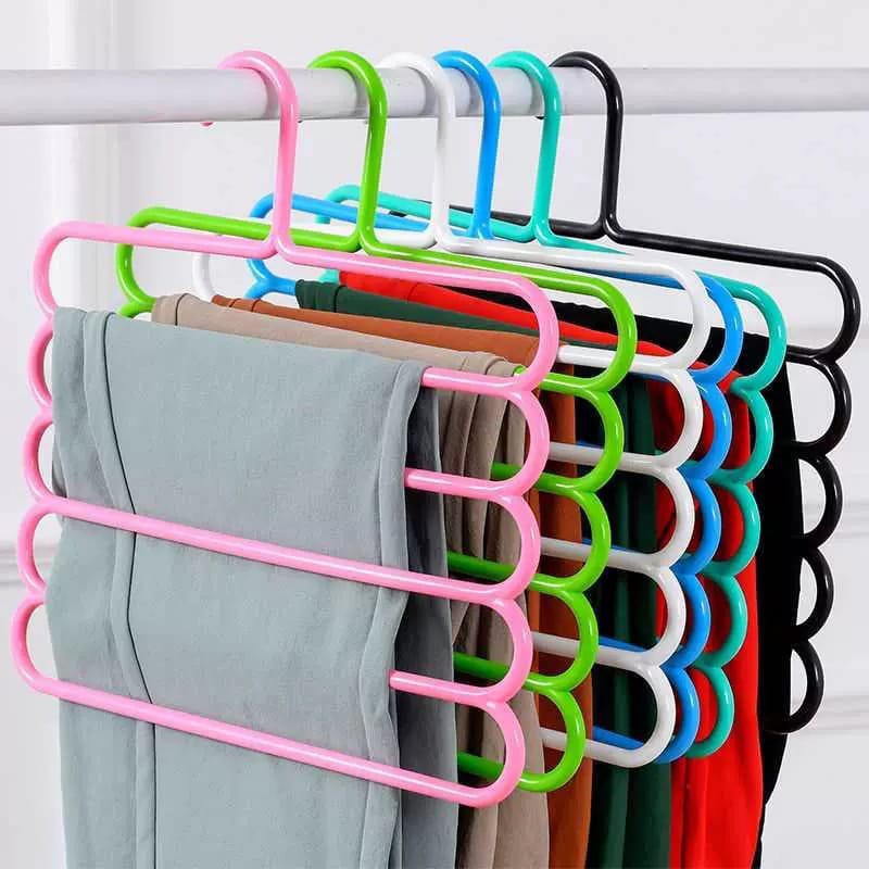 6 Pcs 5 Layers Pants Clothes Trousers Scarfs Hangers