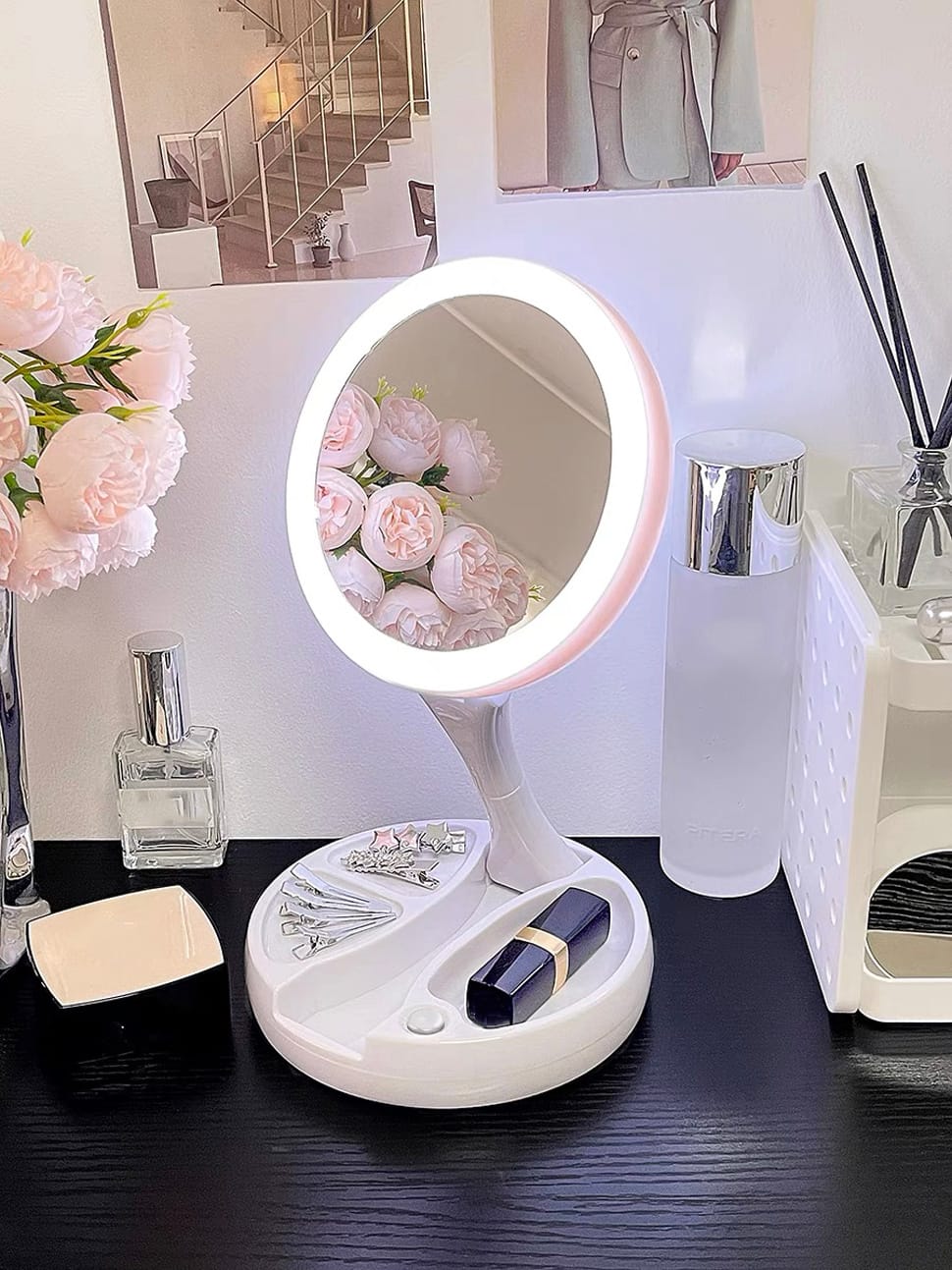 Desktop 360 degree Rotating vanity mirror