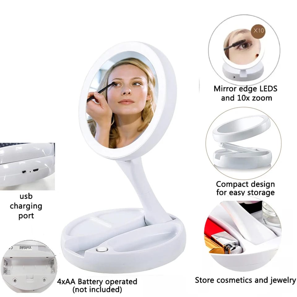 Desktop 360 degree Rotating vanity mirror