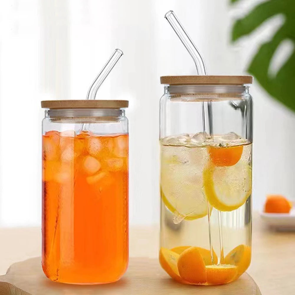 Modern Mason Glass Jar With Bamboo Lid And Straw (Premium Quality)