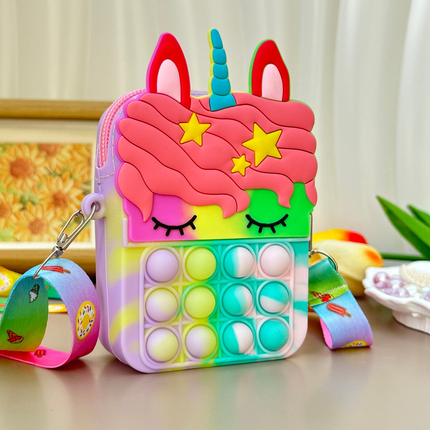 Cute Unicorn Style Mini Silicone Pop-It Pouch(Premium Quality)