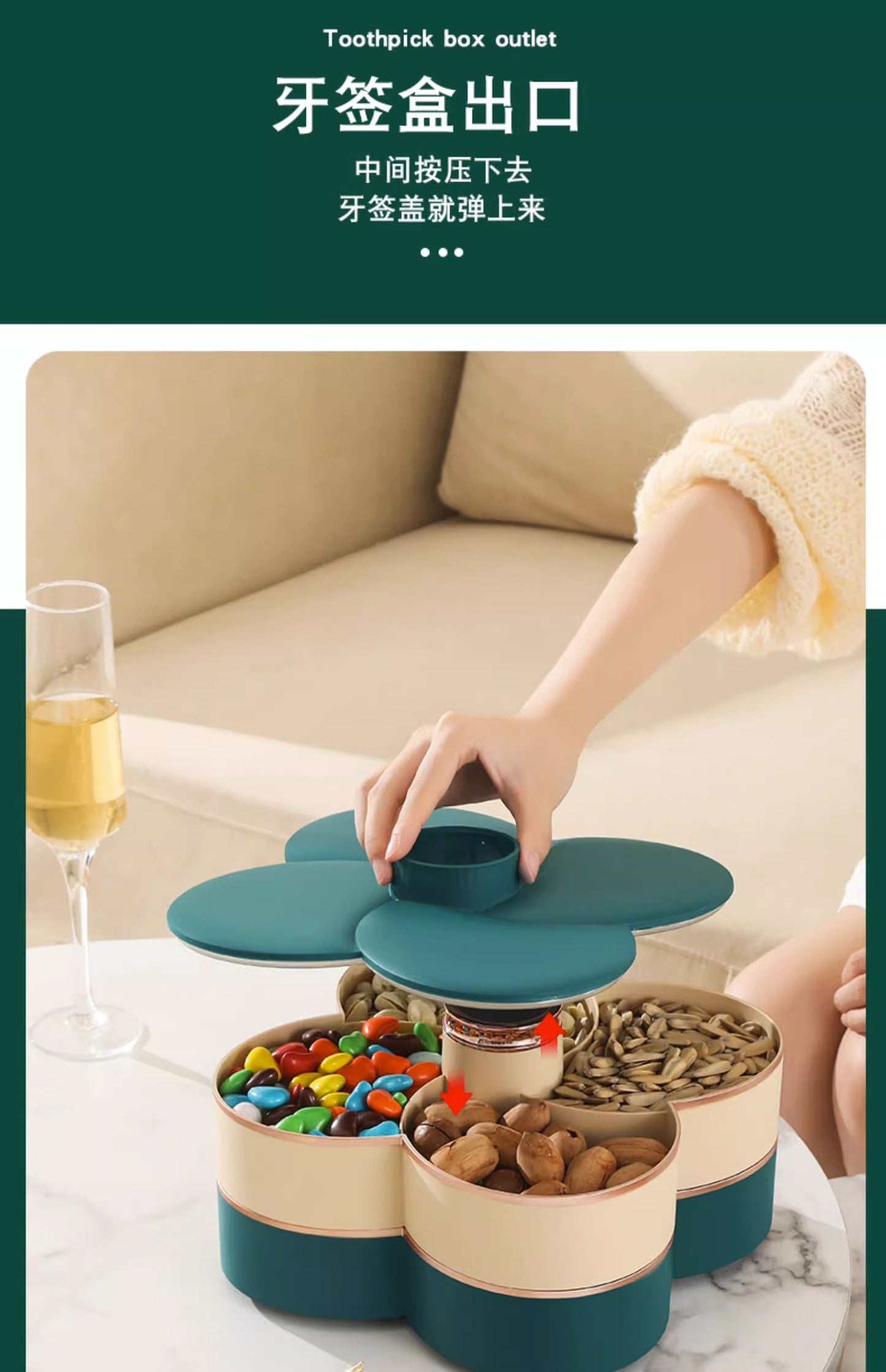 2 Layers Separate Lattice Rotation Snacks Plates