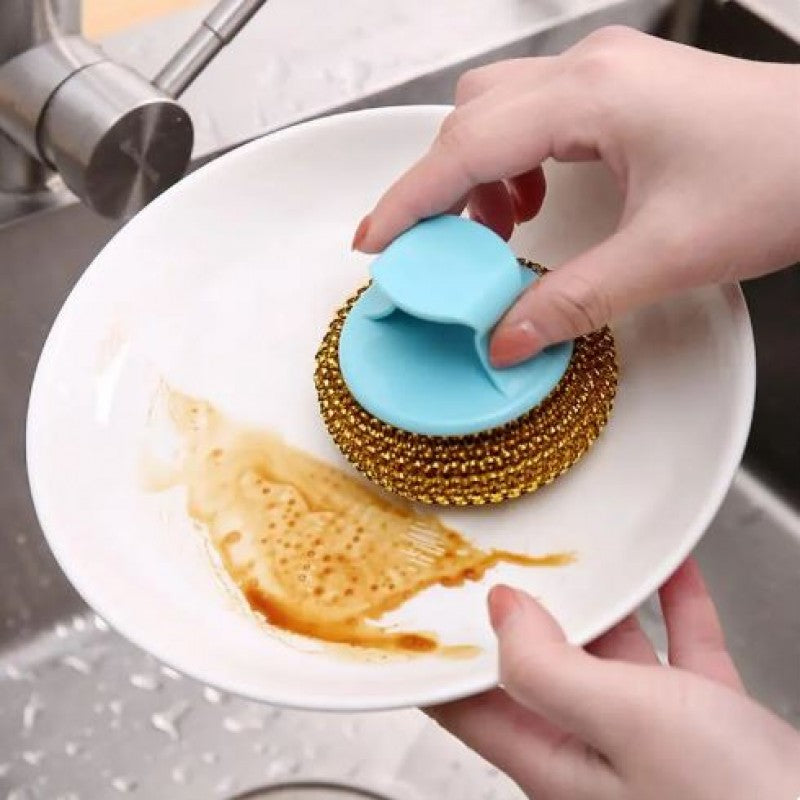 Kitchen Cleaning Brush Long Handle Cleaning Brush Dishwashing Brush Household Stainless Steel Wire Ball