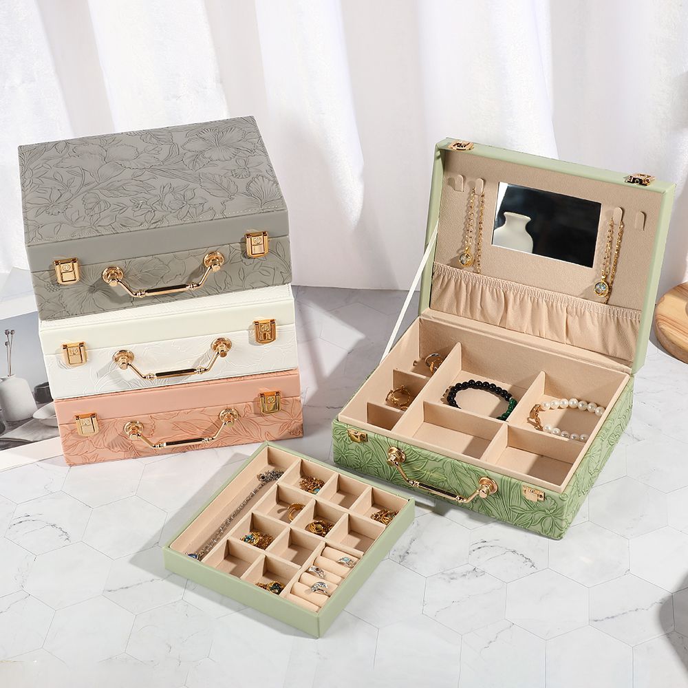 Luxury self Textured Leather Jewelry Case