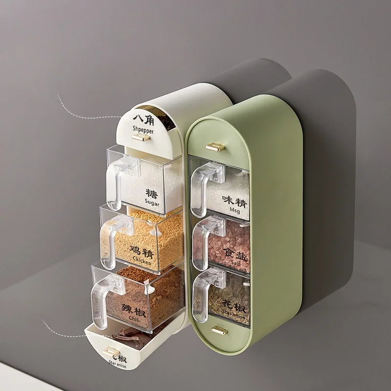 3 Portion Wall-Mounted Seasoning Spice Box (Premium Quality)