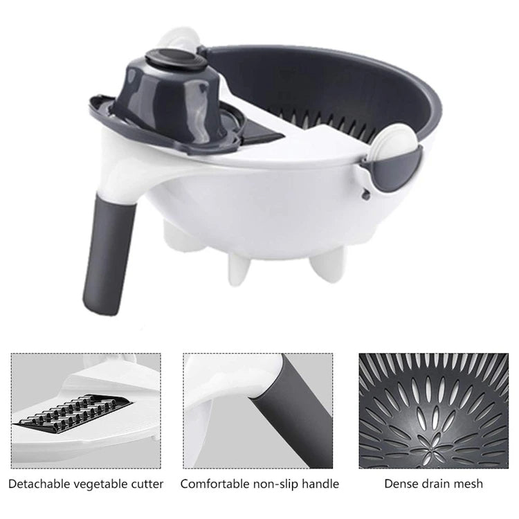 9 in 1 Rotate Vegetable Sliccer With Drain Basket (Premium Quality)