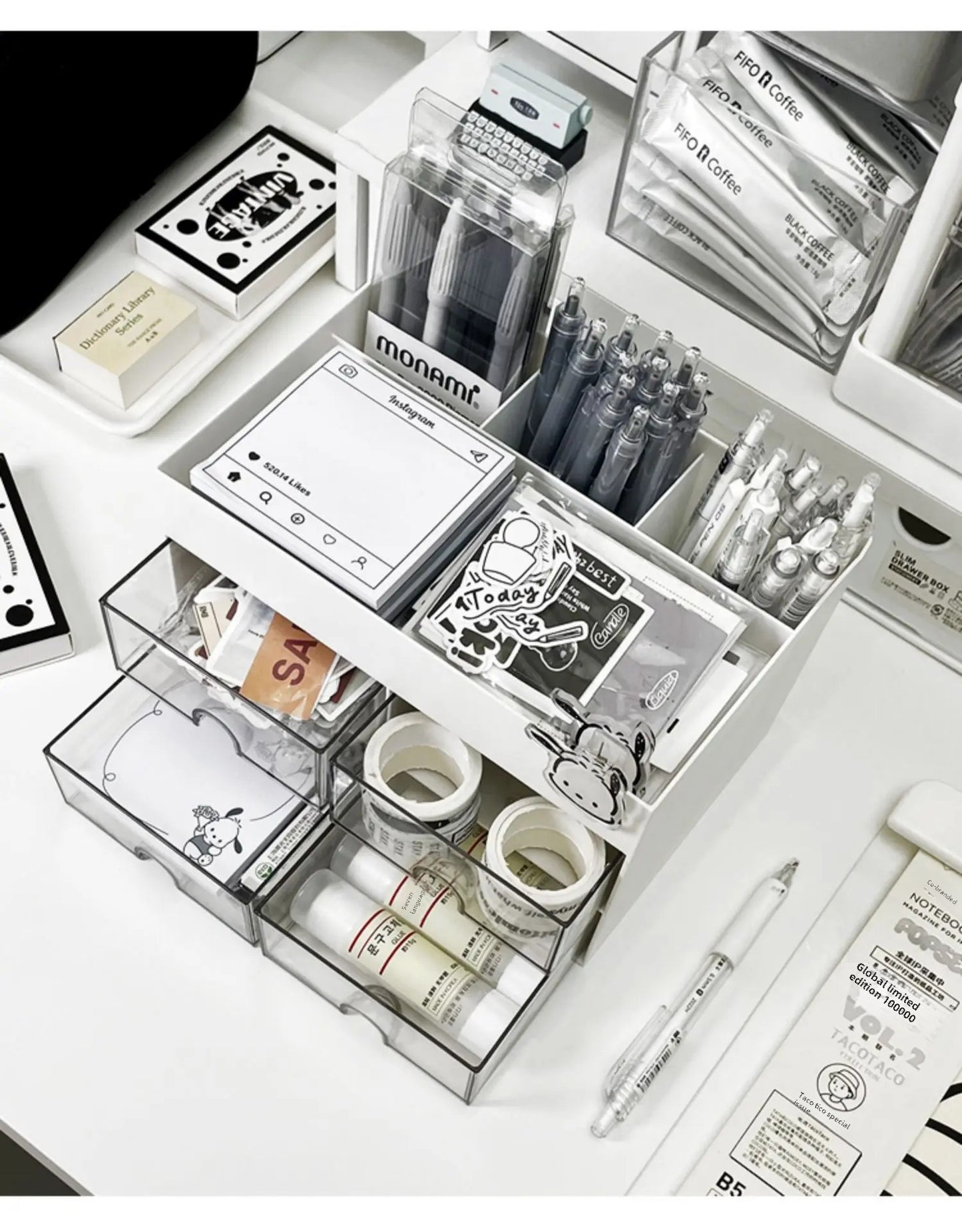 Multipurpose Desktop Cosmetic Statnory Storage Box with Drawer. (Premium Quality)