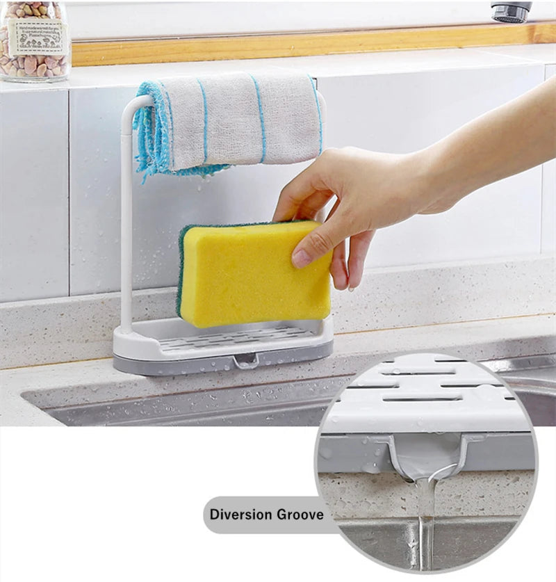 1Pc Kitchen Sink Dishrag Sponge Storage Rack