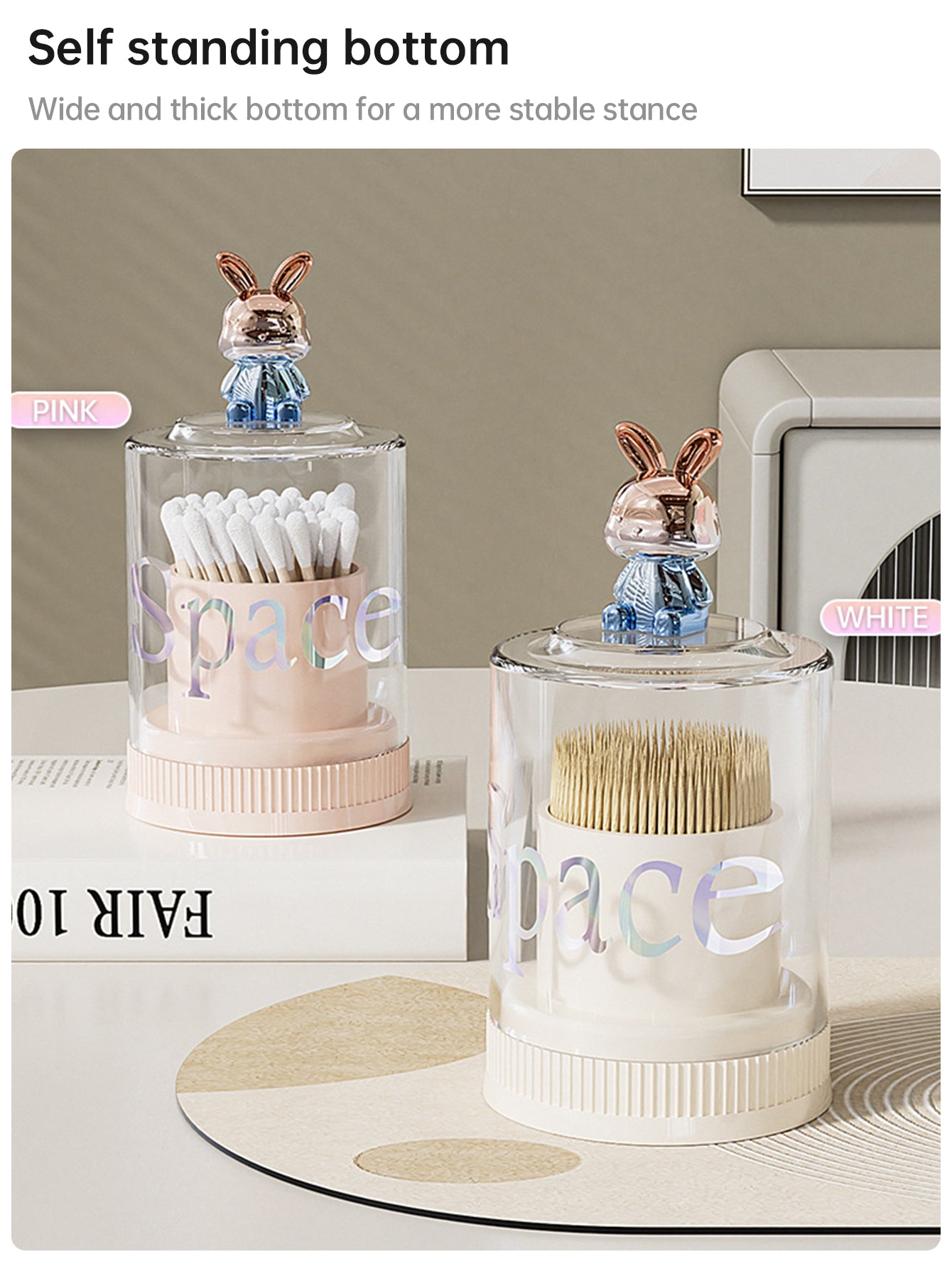 Cute Rabbit Cotton Swab Toothpick Holder