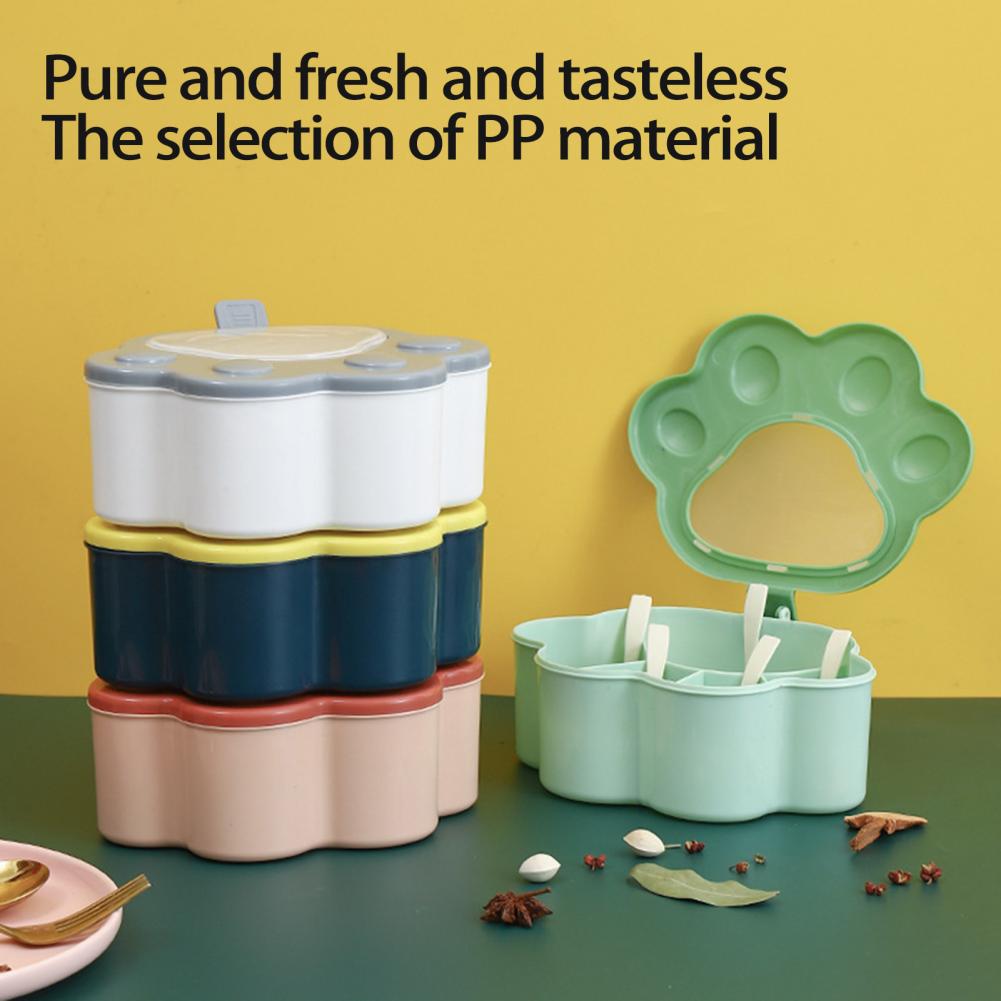5 Grids Condiment Spice Box With Spoon
