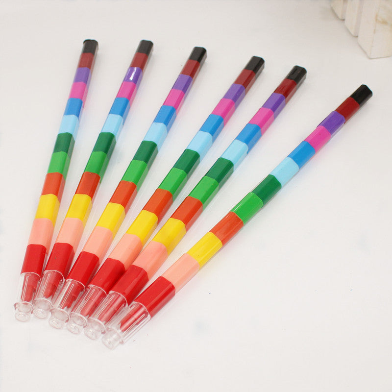 Building Block Plastic Crayon 12 Color