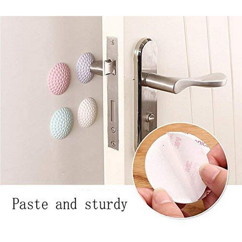 Pack of 4) Door Handle Bumper Rubber Lock Crash mat Pad Baby safety Protective Anti-collision Edge Corner Wall Protector Guard Door Stopper