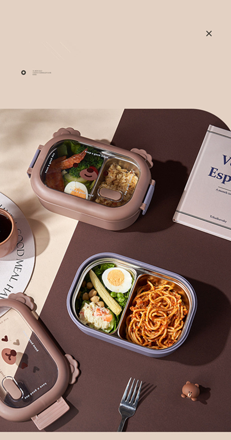 2 Compartments Stainless Steel Lunch Box. (Premium Quality)