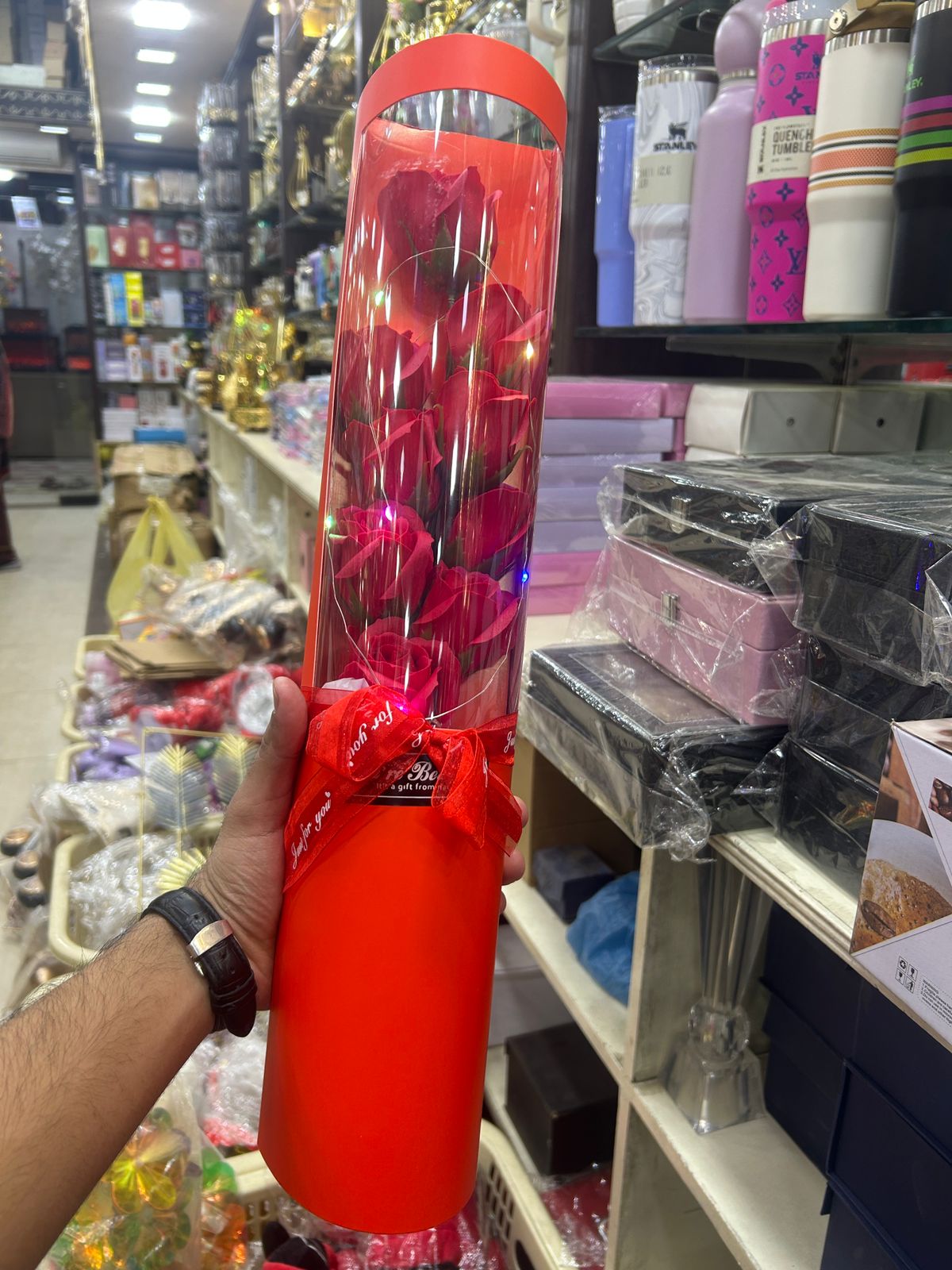 LED Rose Flower Bucket