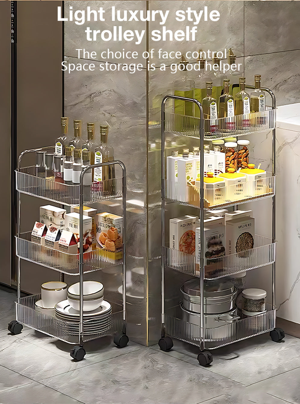 Multi-Functional Acrylic Transparent Rolling Trolley (Premium Quality)